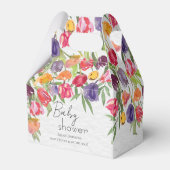 カラーのバーストチューリップと緑の赤ちゃんシャワー フェイバーボックス (裏面サイド)