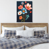 カラーのバースト：抽象芸術花 キャンバスプリント (インサイチュ (寝室))