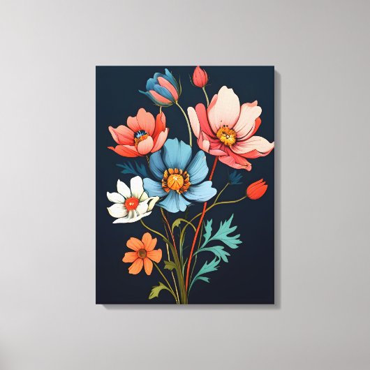 カラーのバースト：抽象芸術花 キャンバスプリント (正面)