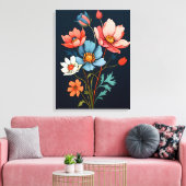 カラーのバースト：抽象芸術花 キャンバスプリント (インサイチュ (リビング))