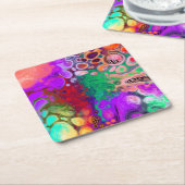 カラーのバーストDigital Fluid Art スクエアペーパーコースター (アングル)
