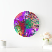 カラーのバーストDigital Fluid Art ラージ壁時計 (ホーム)