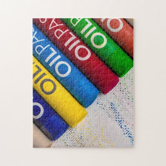 カラーのパステル違うクレヨンのジグソーパズル ジグソーパズル (縦)