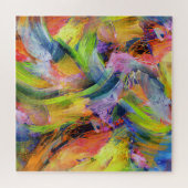 カラーのブラシストローク（黄色） ジグソーパズル (横)