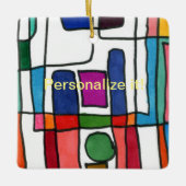 カラーの四角い「市数々のの地図」の形 セラミックオーナメント (正面)