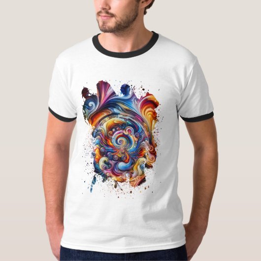 カラーの渦巻き Tシャツ (正面)