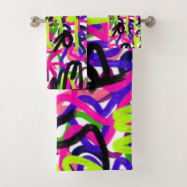 カラーの落書き バスタオルセット