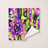 カラーの落書き バスタオルセット (ウォッシュタオル)