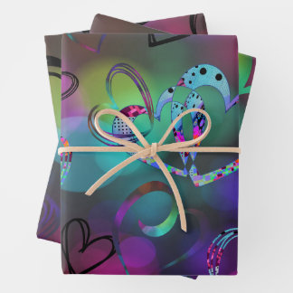 カラーのLOVEコラージュはっきりした ラッピングペーパーシート