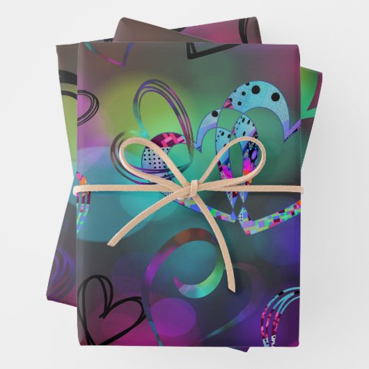 カラーのLOVEコラージュはっきりした ラッピングペーパーシート (インサイチュ)