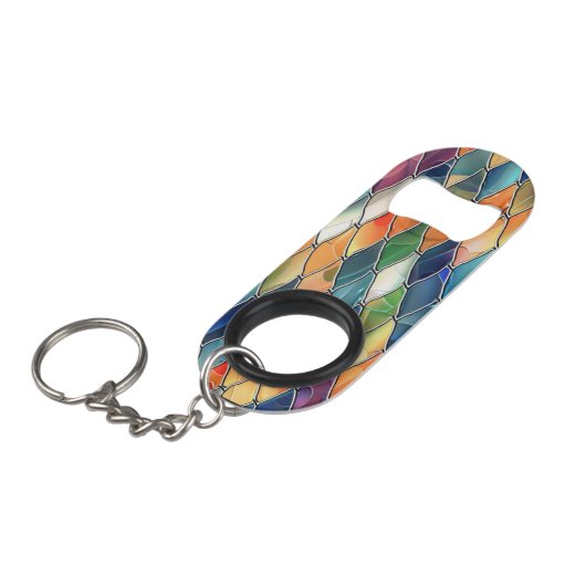 カラーはっきりしたステンドグラス キーホルダー栓抜き (正面アングル)