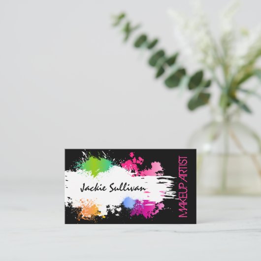 カラーはっきりしたスプラッシュメイクアップアーティスト 名刺 (スタンド正面)