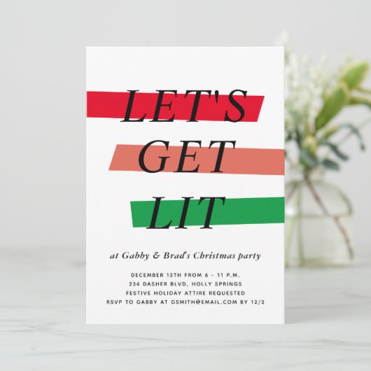 カラーはっきりしたハイライトクリスマスパーティの招待状 招待状 (スタンド正面)