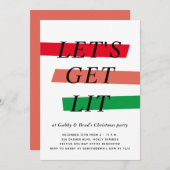 カラーはっきりしたハイライトクリスマスパーティの招待状 招待状 (正面/裏面)