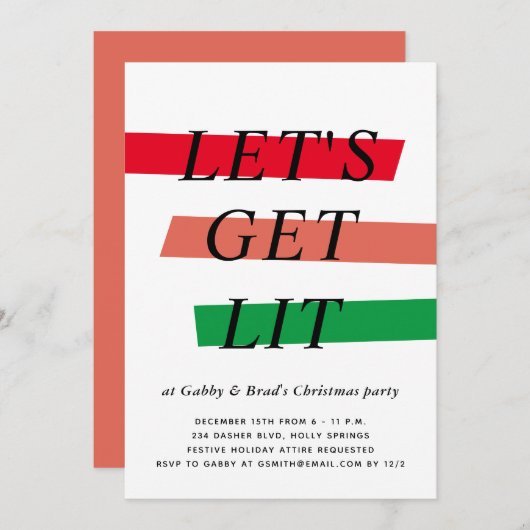 カラーはっきりしたハイライトクリスマスパーティの招待状 招待状 (正面/裏面)