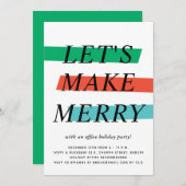 カラーはっきりしたハイライトホリデーパーティー招待状 招待状 (正面/裏面)