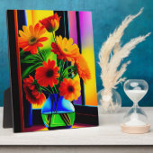 カラーはっきりしたフローラ芸術的ブーケ卓上 フォトプラーク (側面)