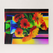 カラーはっきりしたフローラ芸術的ブーケ ジグソーパズル (横)