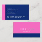 カラーはっきりしたブロック – ピンクとブルー、ロゴなし 名刺 (正面/裏面)