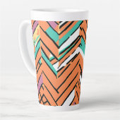カラーはっきりしたヘリンボーンシェブロンパターン カフェラテマグ (左アングル)