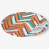 カラーはっきりしたヘリンボーンシェブロンパターン ペーパープレート (アングル)