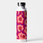 カラーはっきりしたレトロヒッピー花柄 ウォーターボトル (左面)