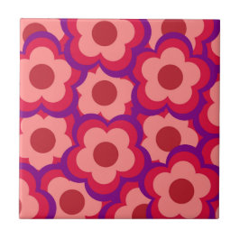 カラーはっきりしたレトロヒッピー花柄 タイル