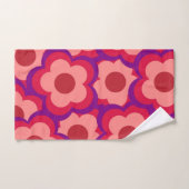 カラーはっきりしたレトロヒッピー花柄 バスタオルセット (ハンドタオル)