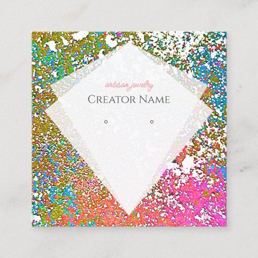 カラーはっきりした(ばちゃばちゃ)跳ねる正方形ジュエリー表示カード スクエア名刺 (正面)