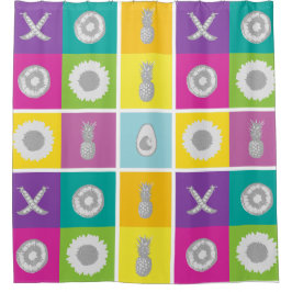 カラーよくはしゃぐブロック正方形シャワーカーテン シャワーカーテン