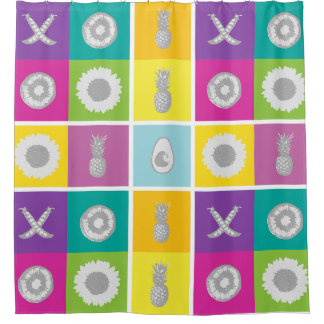 カラーよくはしゃぐブロック正方形シャワーカーテン シャワーカーテン