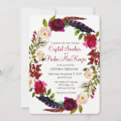 カラーを変更 - ワインレッドの花の結婚式招待状 招待状 (正面)