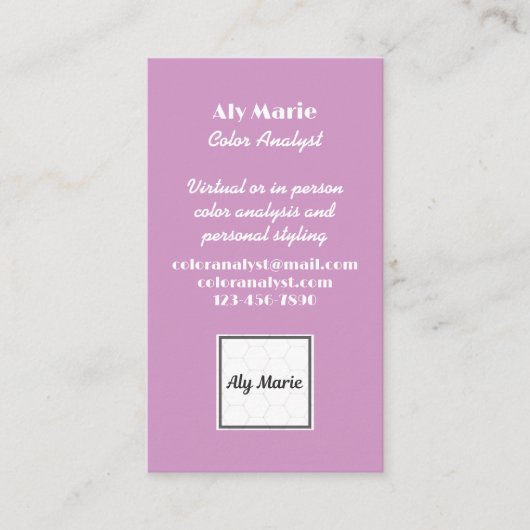 カラーアナリスト個人スタイリストモダン 名刺 (正面)