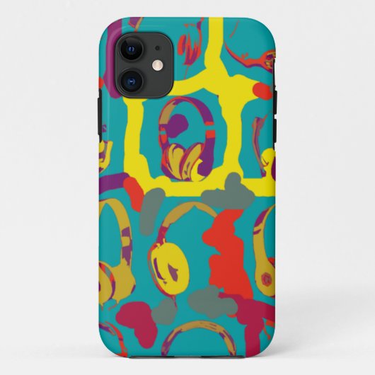 カラーアポップ・アートのートdjヘッドフォン Case-Mate iPhoneケース (裏面)