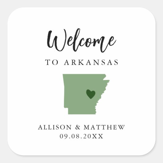 カラーアーカンソー結婚スの歓迎バッグまたはボックス スクエアシール (正面)