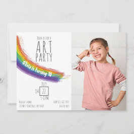 カラーアートパーティー誕生日 招待状