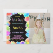 カラーアート絵を描パーティーと写真 招待状 (正面)