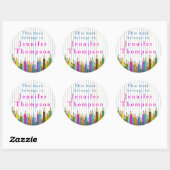 カラーアート鉛筆ステッカー戻る学校のカスタム ラウンドシール (シート)