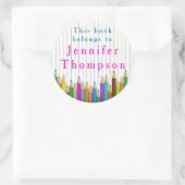 カラーアート鉛筆ステッカー戻る学校のカスタム ラウンドシール (バッグ)