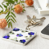 カラーイラストレーションファンシーシェイプ、グレーとブルーの鍵 キーホルダー (側面)