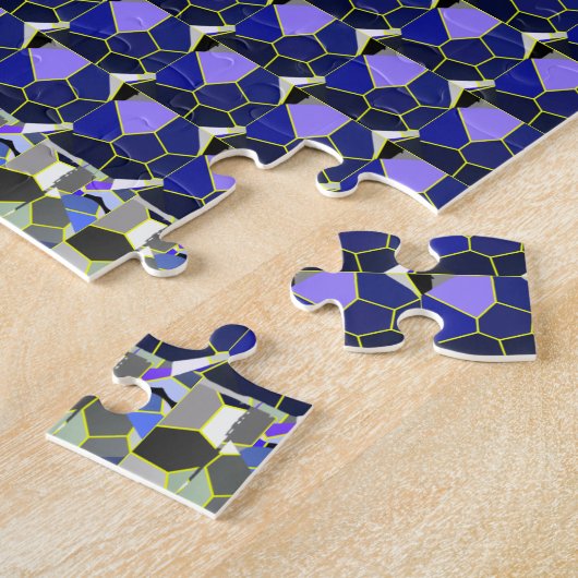 カラーイラストレーションファンシーシェイプ、グレーとブルー ジグソーパズル (側面)