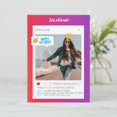 カラーインスタパーティー誕生日招待状 招待状 (スタンド正面)