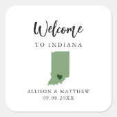 カラーインディアナ結婚のウェルカムバッグまたはボックス スクエアシール (正面)