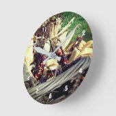 カラーインディアンコーンインウィッカーバスケット秋 ラウンド壁時計 (傾斜)