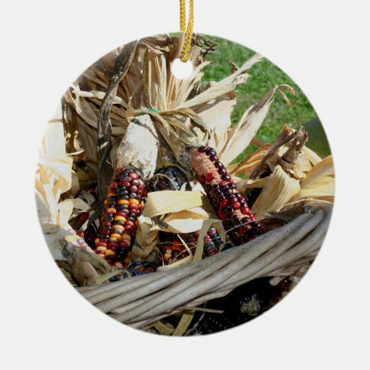 カラーインディアンコーンオータム自然オーナメント セラミックオーナメント (正面)