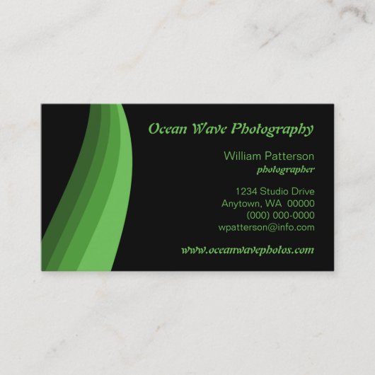 カラーウェーブ名刺、緑 名刺 (正面)