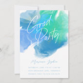 カラーウォッシュブルーグリーングラードパーティの招待状 招待状 (正面)