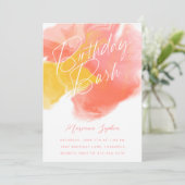 カラーウォッシュ誕生日パーティーの招待 招待状 (スタンド正面)