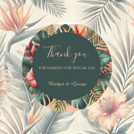 カラーエキゾチックハワイアントロピカル結婚トピカルズサンキュー ラウンドシール