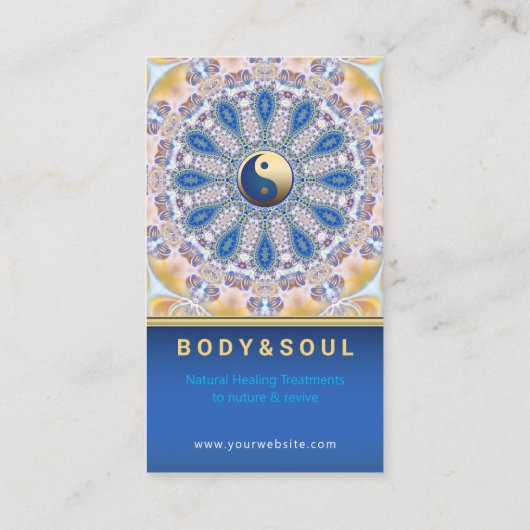 カラーエネルギー修復ブルーイエロービジネスカード 名刺 (裏面)